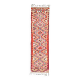 Tapis coureur vintage turc en laine et coton noué à la main des années 1970, 92x343.