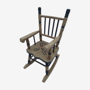 rocking chair for decorated wooden dolls, gray / blue color