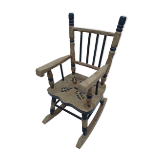 rocking chair for decorated wooden dolls, gray / blue color