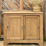 Old Parisian buffet in raw solid oak - sliding doors