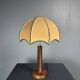 Midcentury brutalist wood turned mushroom table lamp, Charles Dudouyt style