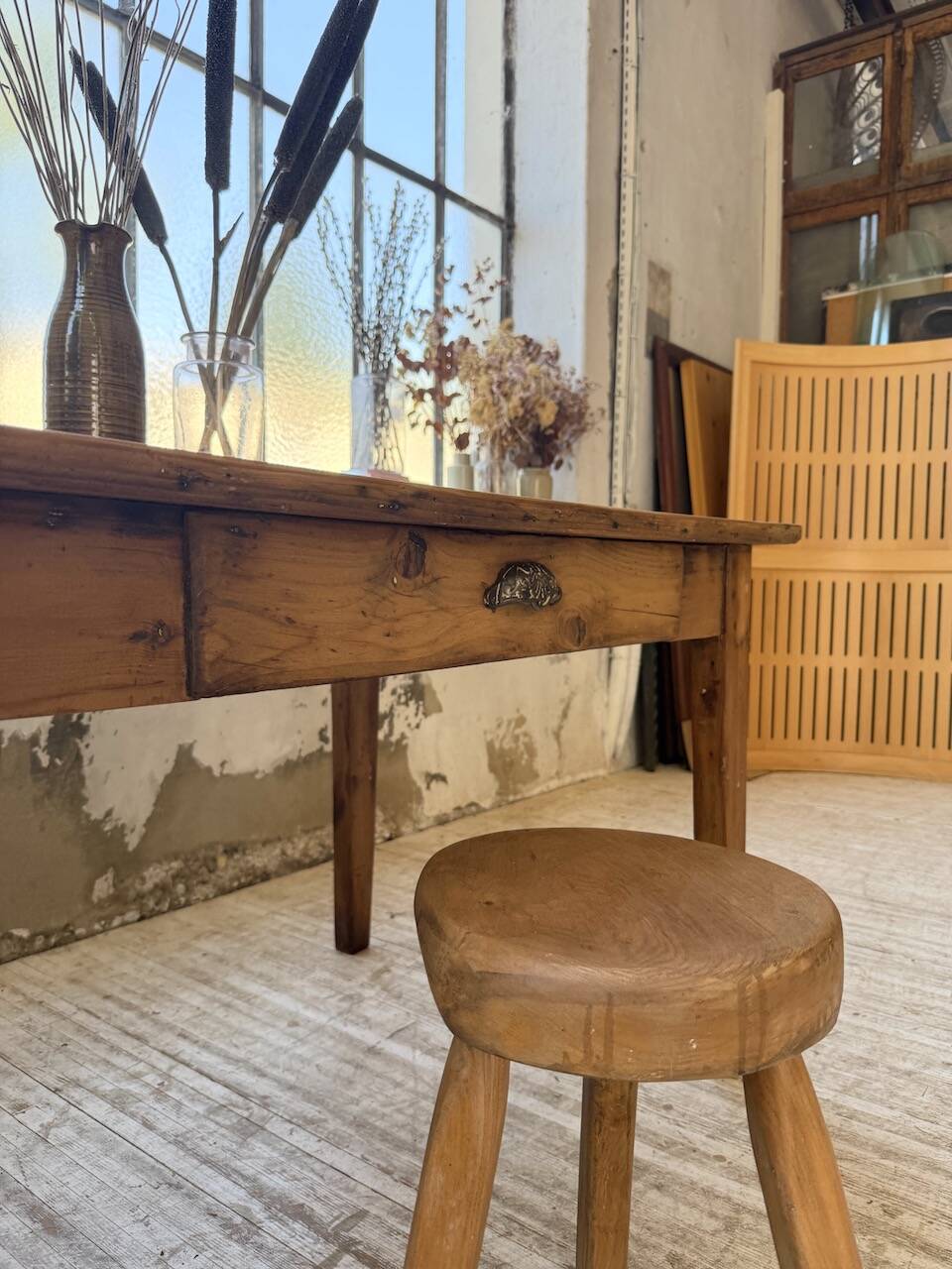 1950s pine farmhouse table 220cm