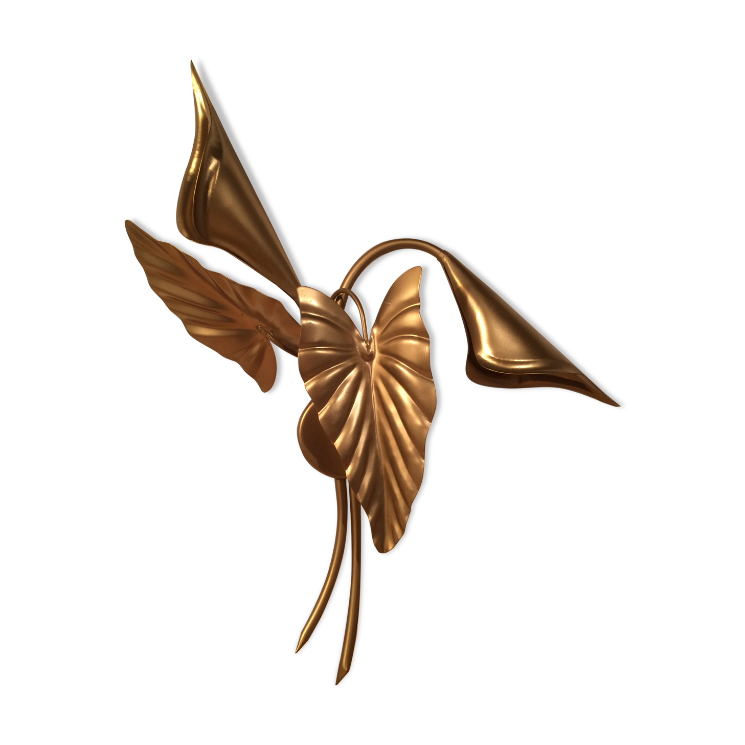 Vintage golden metal flower wall lamp