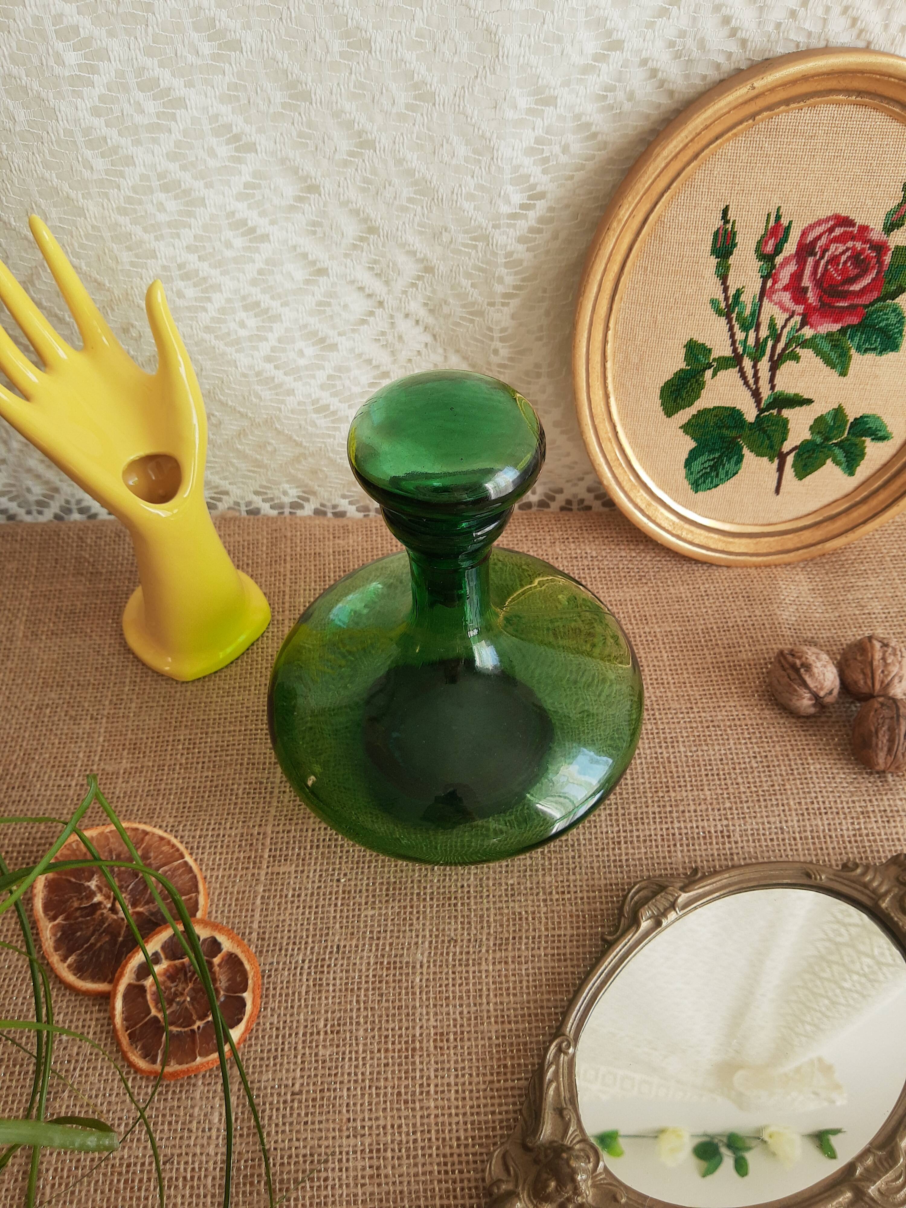 Carafe bouteille en verre, verte made in italy