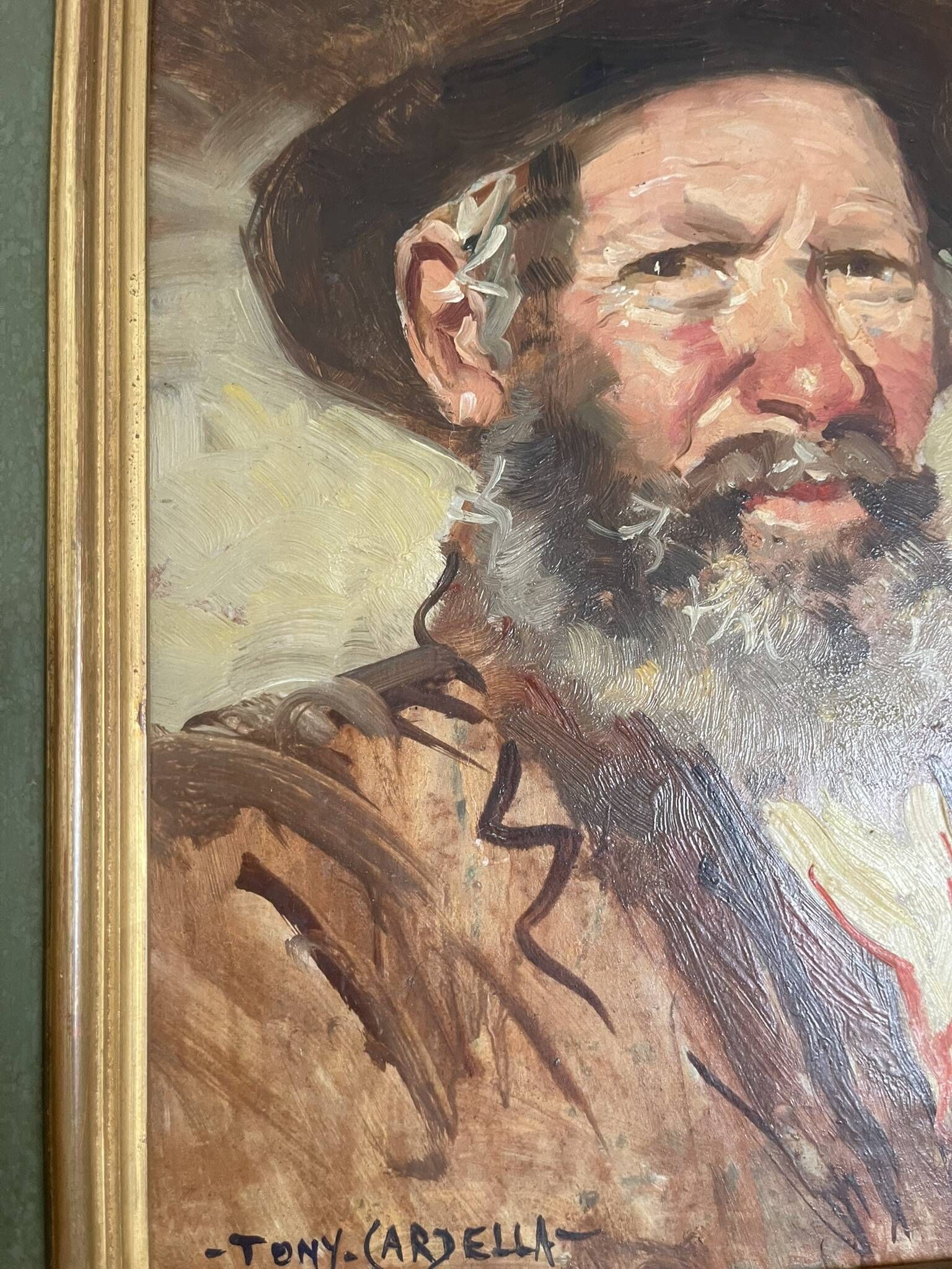 Old Oil Painting Portrait of an Old Man Signed CARDELLA