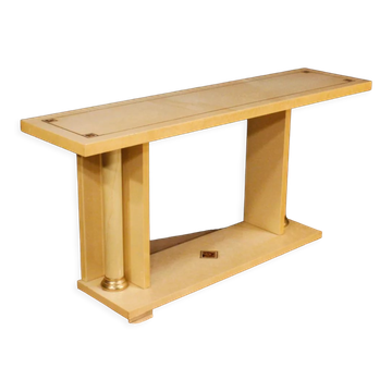 Console italienne en bois exotique du 20ème siècle
