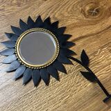Vintage 70s: sunflower mirror marked and signed on the back / chaty vallauris am
