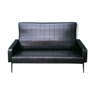 Vintage black skai sofa