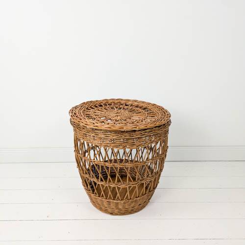 Panier Vintage Panier en osier Panier à linge Couvercle Panier de rangement