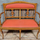 Art Nouveau period bench in light wood and marquetry circa 1900