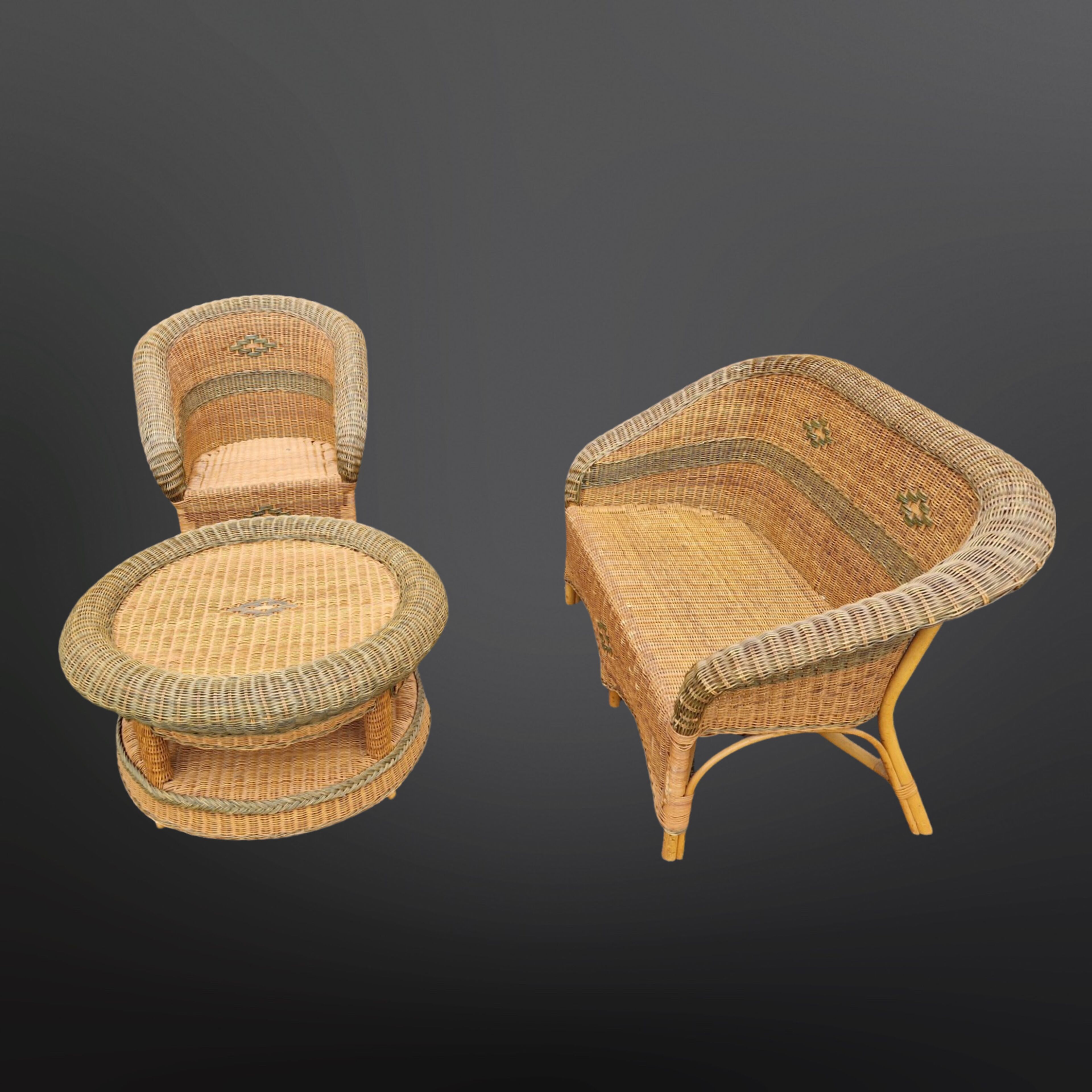Vintage wicker lounge set, Netherlands 1970s