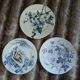 3 mismatched antique flat plates in ironstone