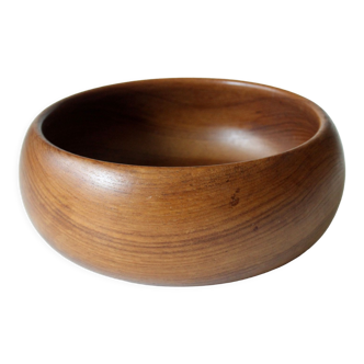 Teak serving bowl, skandi style, diameter 33 cm, vintage from the 1970s