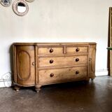 English half-moon sideboard, 2 doors and 4 drawers in light wood, 1930.