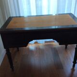 Large flat desk Louis Philippe in blackened wood