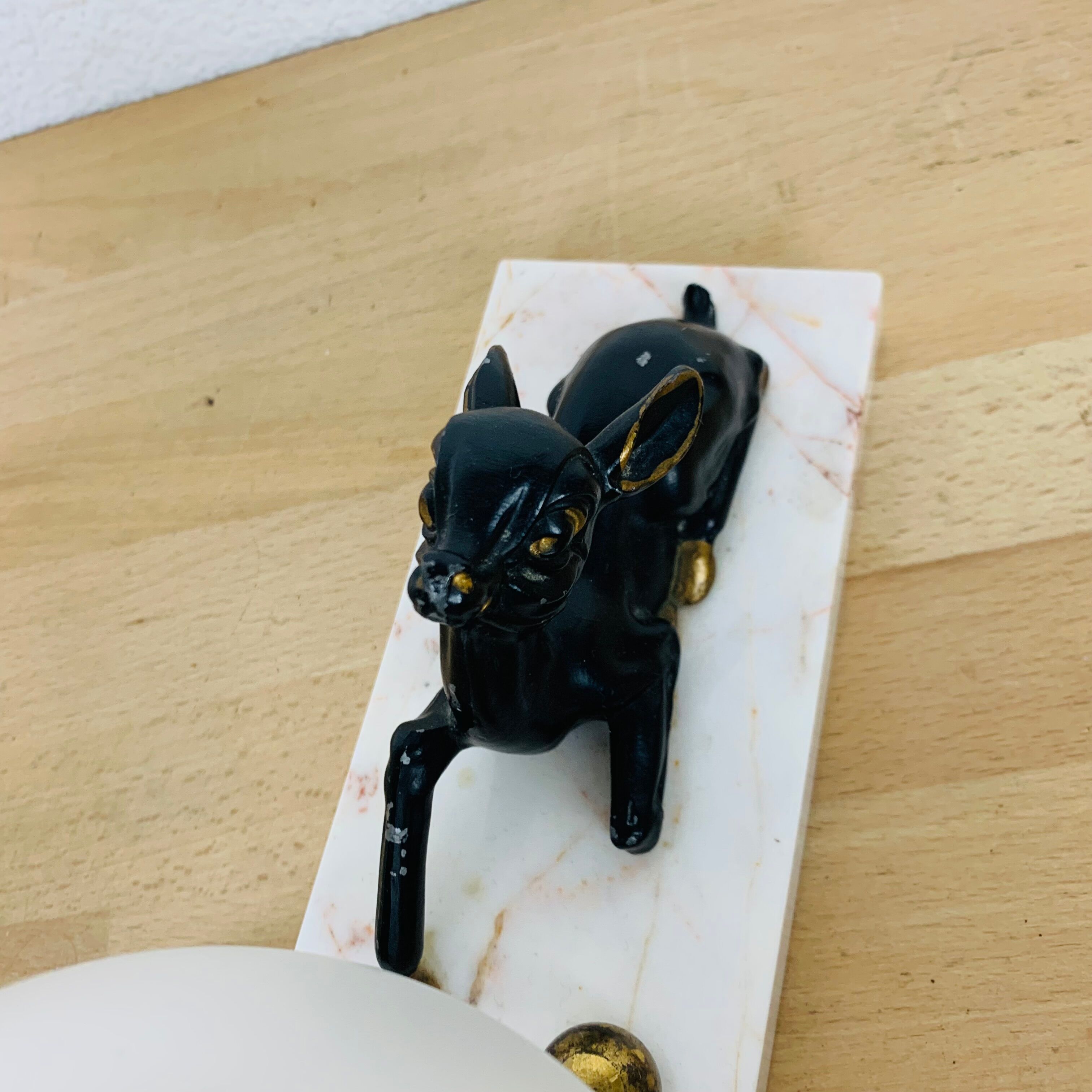 Art deco lamp fawn brass and marble