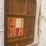 Meal tray dressx wood household with vintage compartments 1970