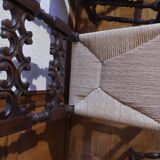 Set of 6 Spanish Baroque Renaissance chairs, straw seat