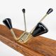 Wall coat rack with golden metal hooks from the 60s