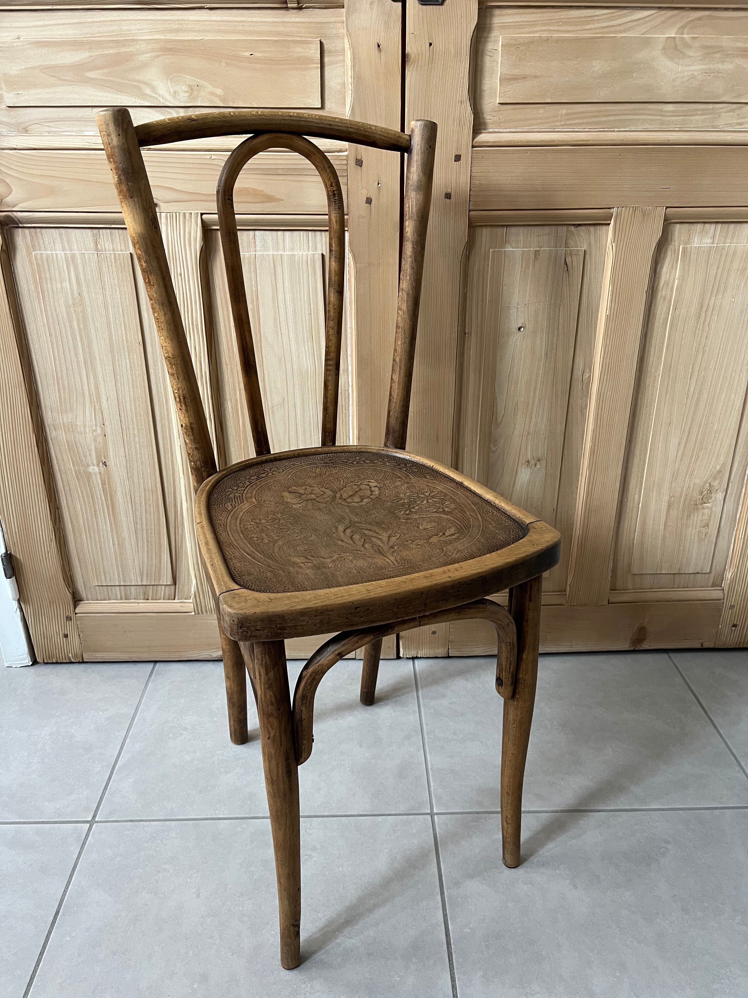 Chaise bistrot assise coquelicot, 1900