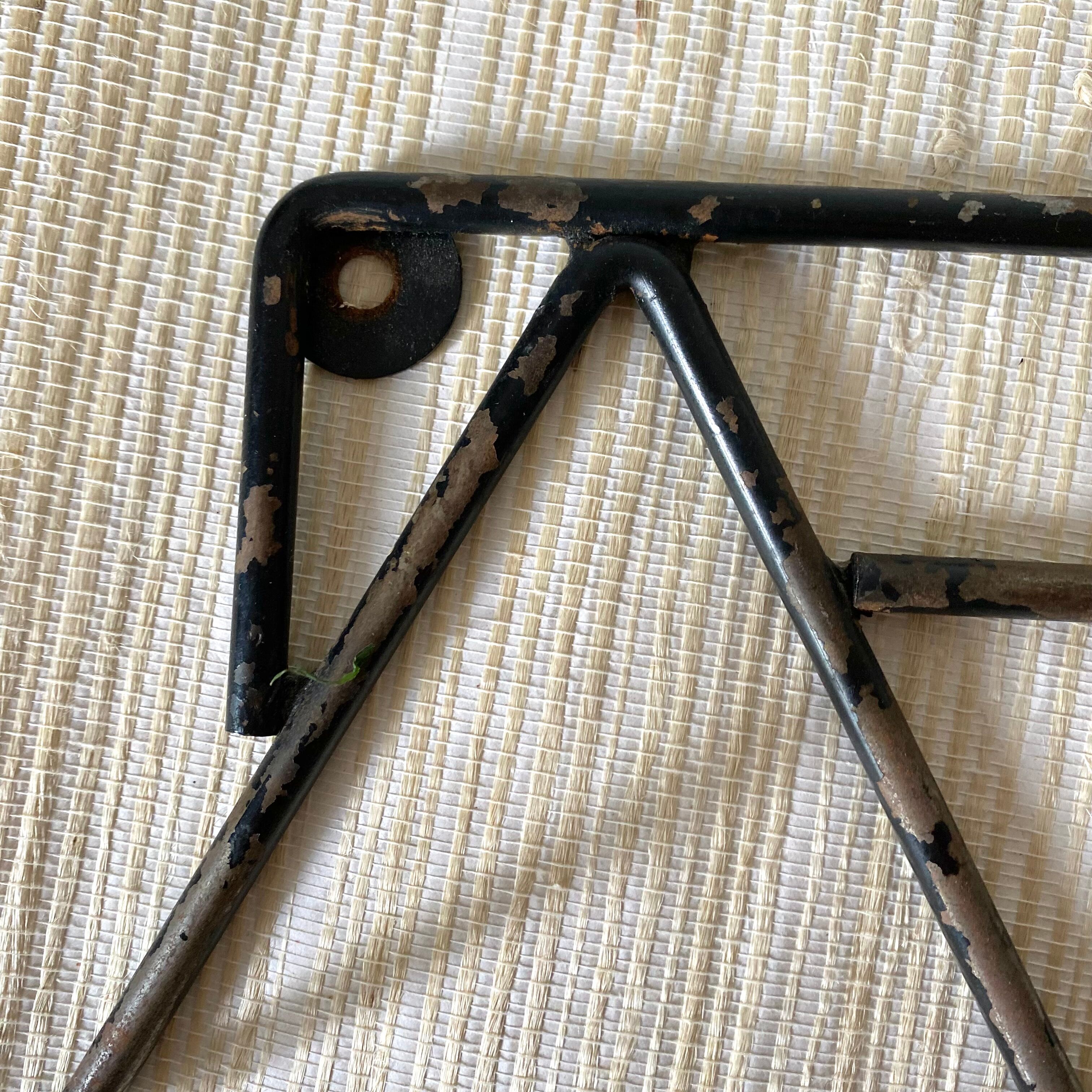 Coat rack metal and wood, 4 hooks, 50s