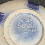 Saladier en céramique émaillée signée par la céramiste Sarah Semplay vintage