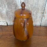 Antique Orange Marbled Glass Jar Pot + Vintage Kitchen Lid #B721