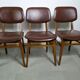Suite de 6 chaise bois skaï marron brus vintage année 50 - 60