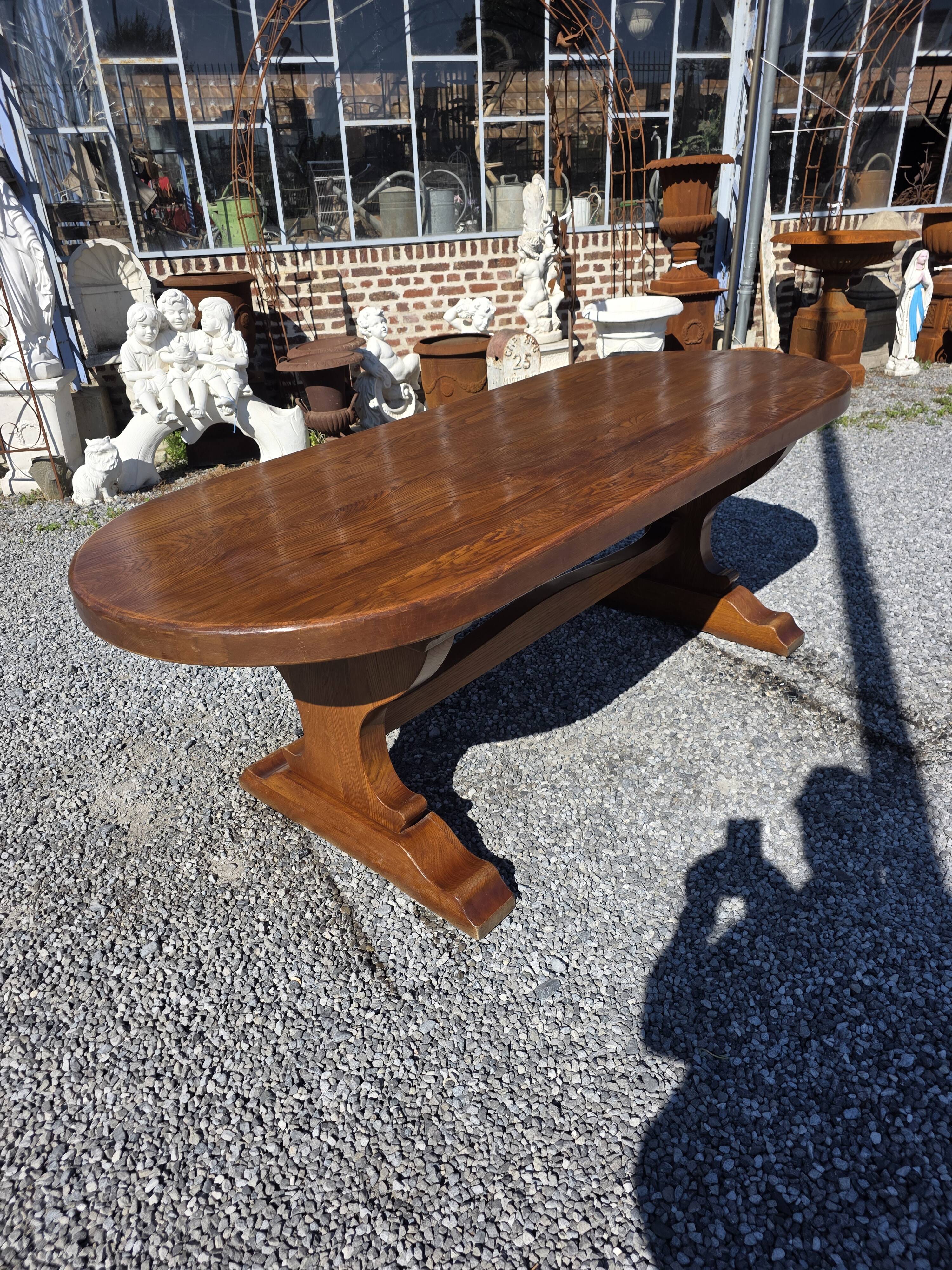Solid oak farmhouse table, 220×90cm