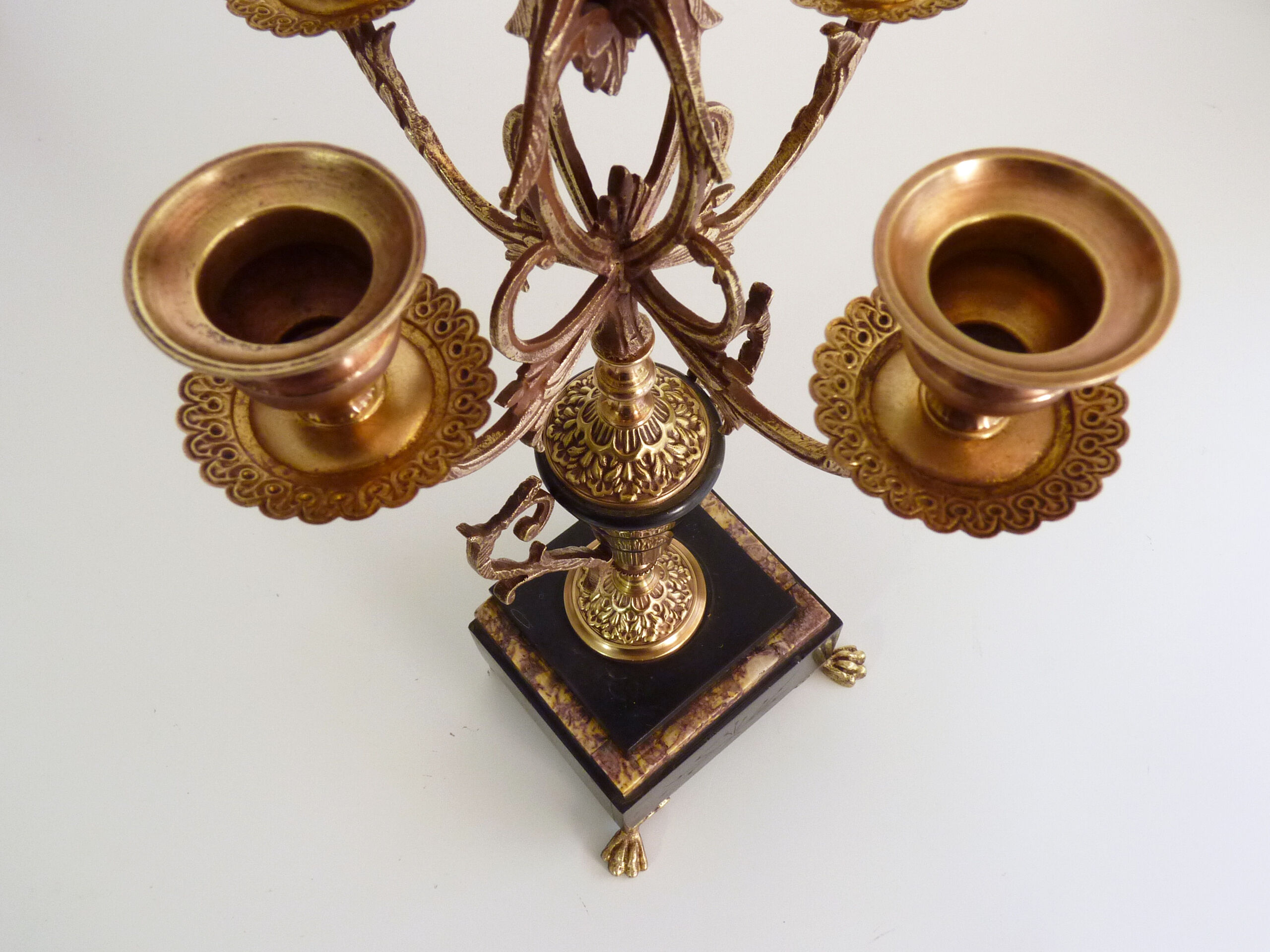 Paire de candélabres à 5 branches bronze et marbre style Napoléon III