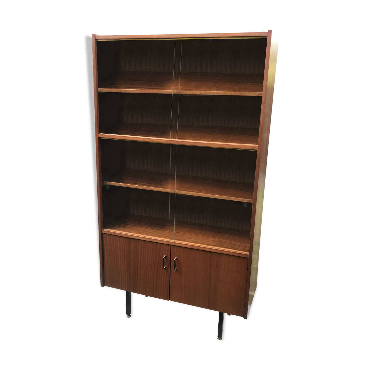 Vintage metal feet modernist showcase bookcase 1960