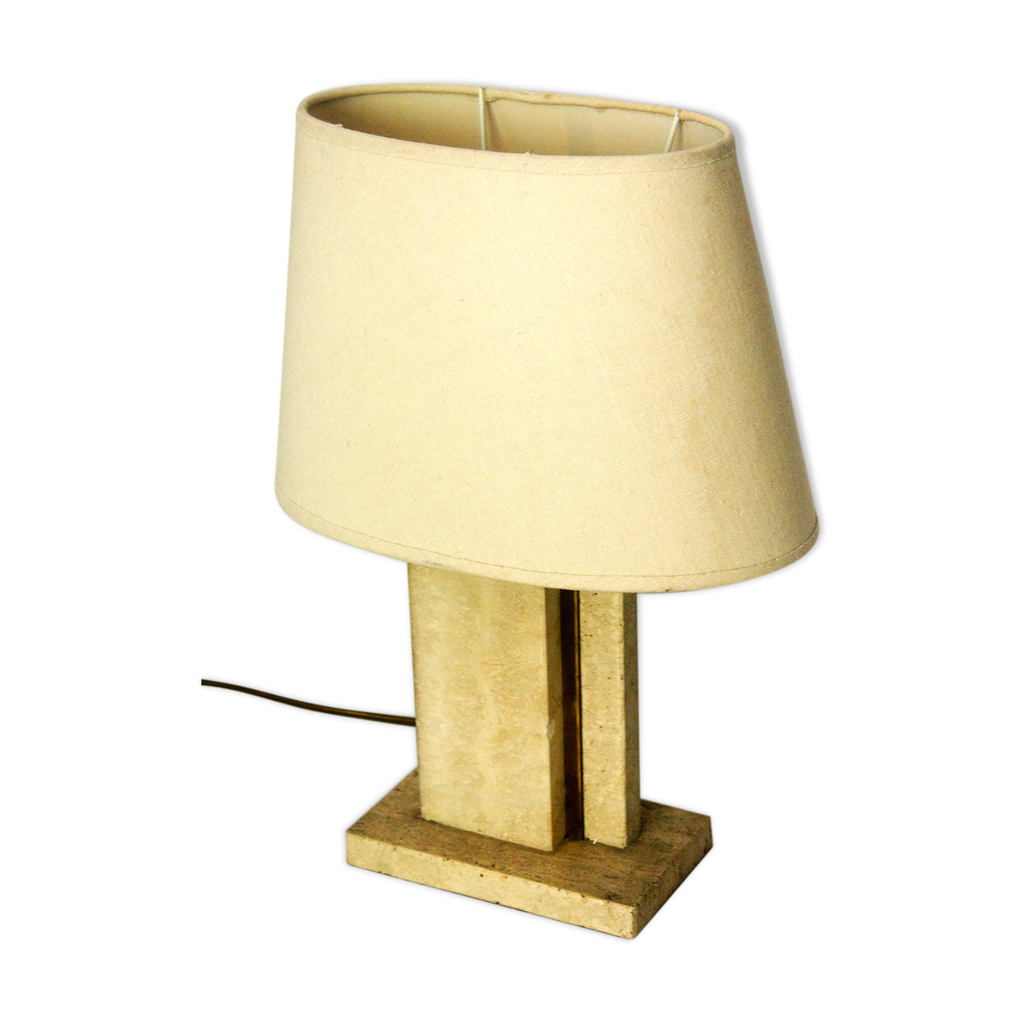 Office lamp in travertine and laiton 1970s