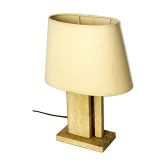 Lampe de bureau en travertin et laiton 1970s