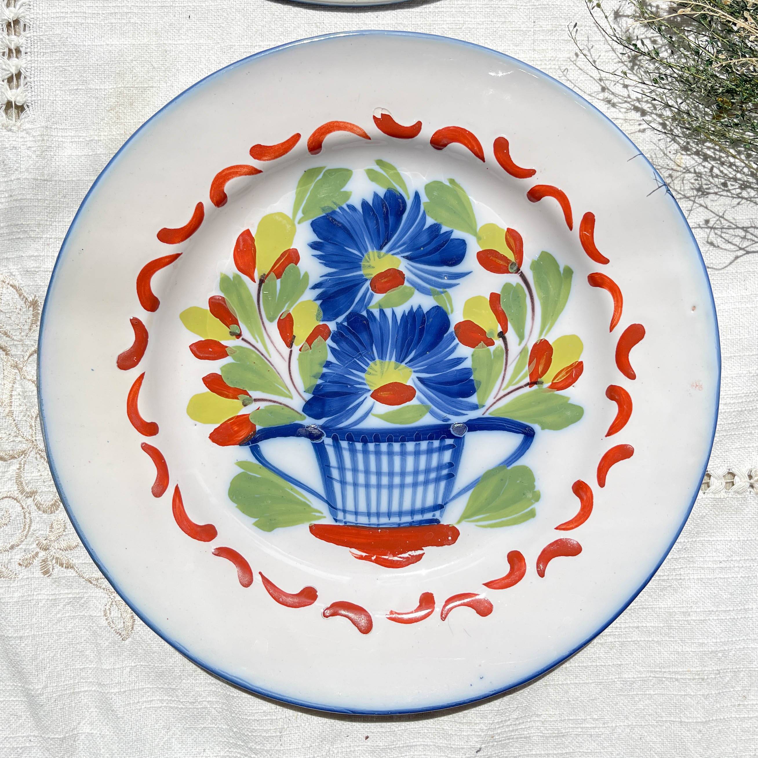 2 St Clement Luneville plates, 19th century, floral pattern