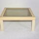 Table basse vintage plastique blanc et verre