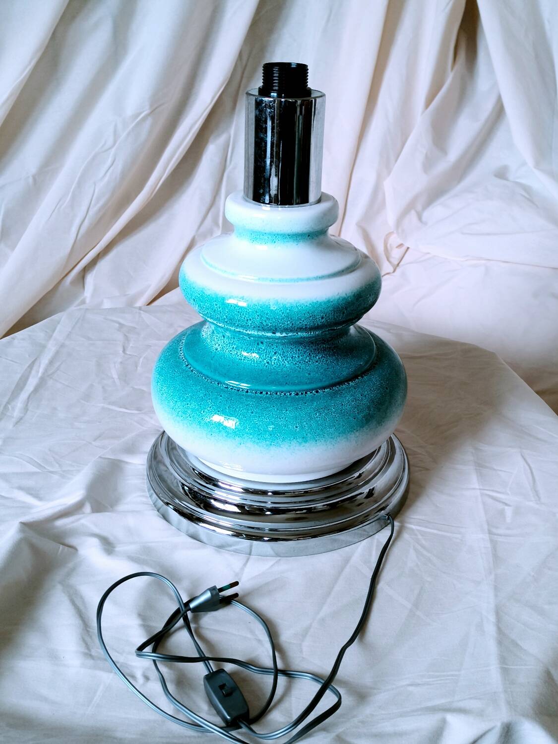 Ceramic and chrome lamp, 1970s