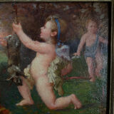 Tableau ancien XIXème huile sur panneau « Putti «