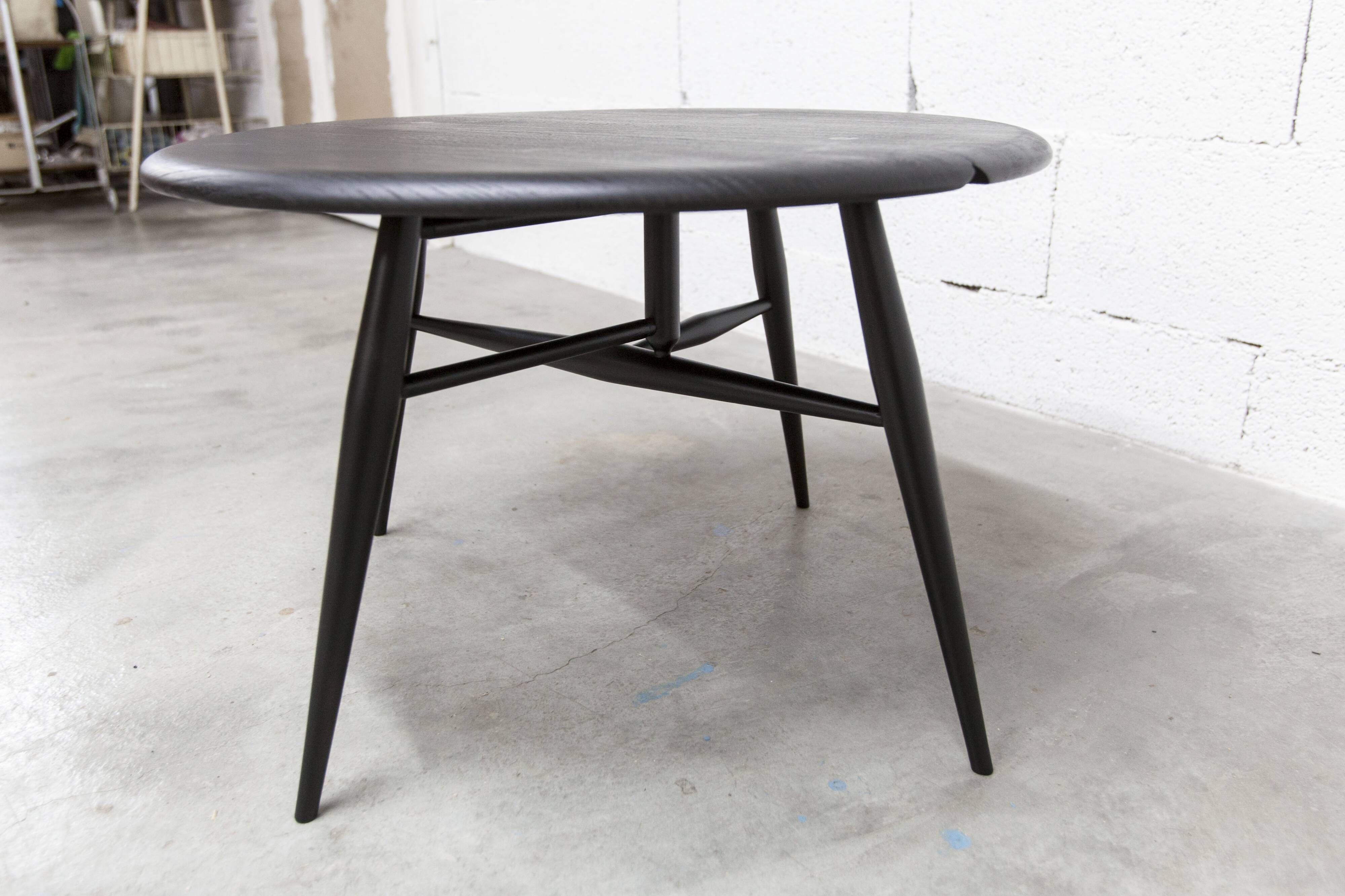 Ercol 1960 model 308 coffee table half-moon matte black