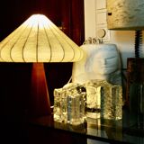 Vintage cocoon mahogany table lamp attributed to achille castiglioni 1960