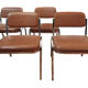 Set of 4 chairs chrome and skaï brown 70s