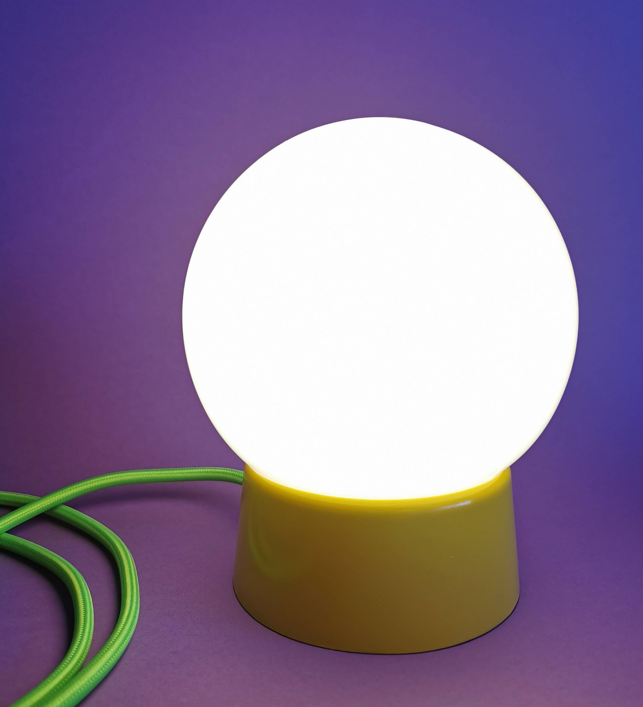 Vintage white opaline living room bedside desk lamp "Yellow"