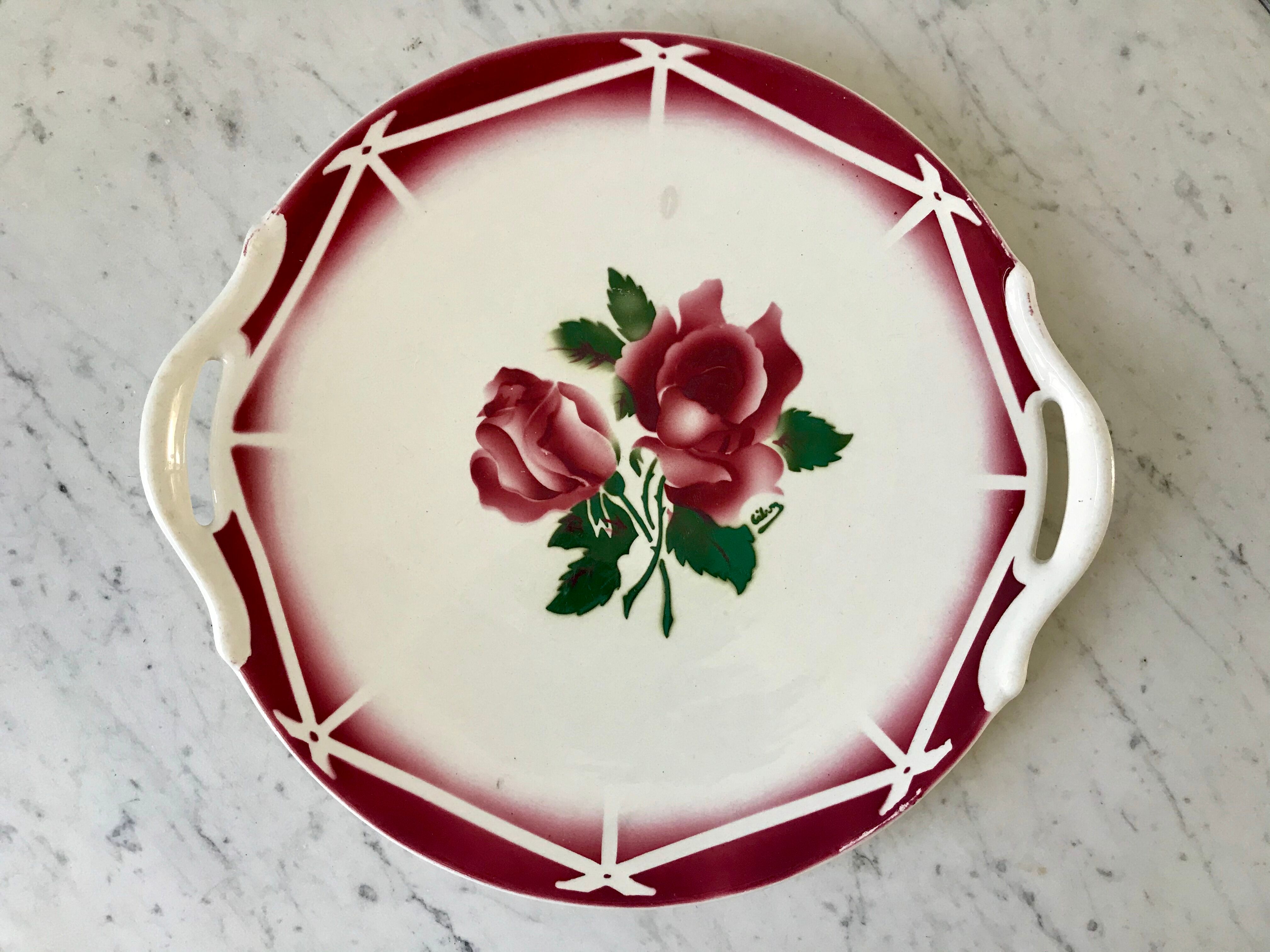 cake dish Digoin Sarreguemines model Cibon years 30-40