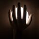 Italian design ceramic table lamp two hands and a glass sphere
