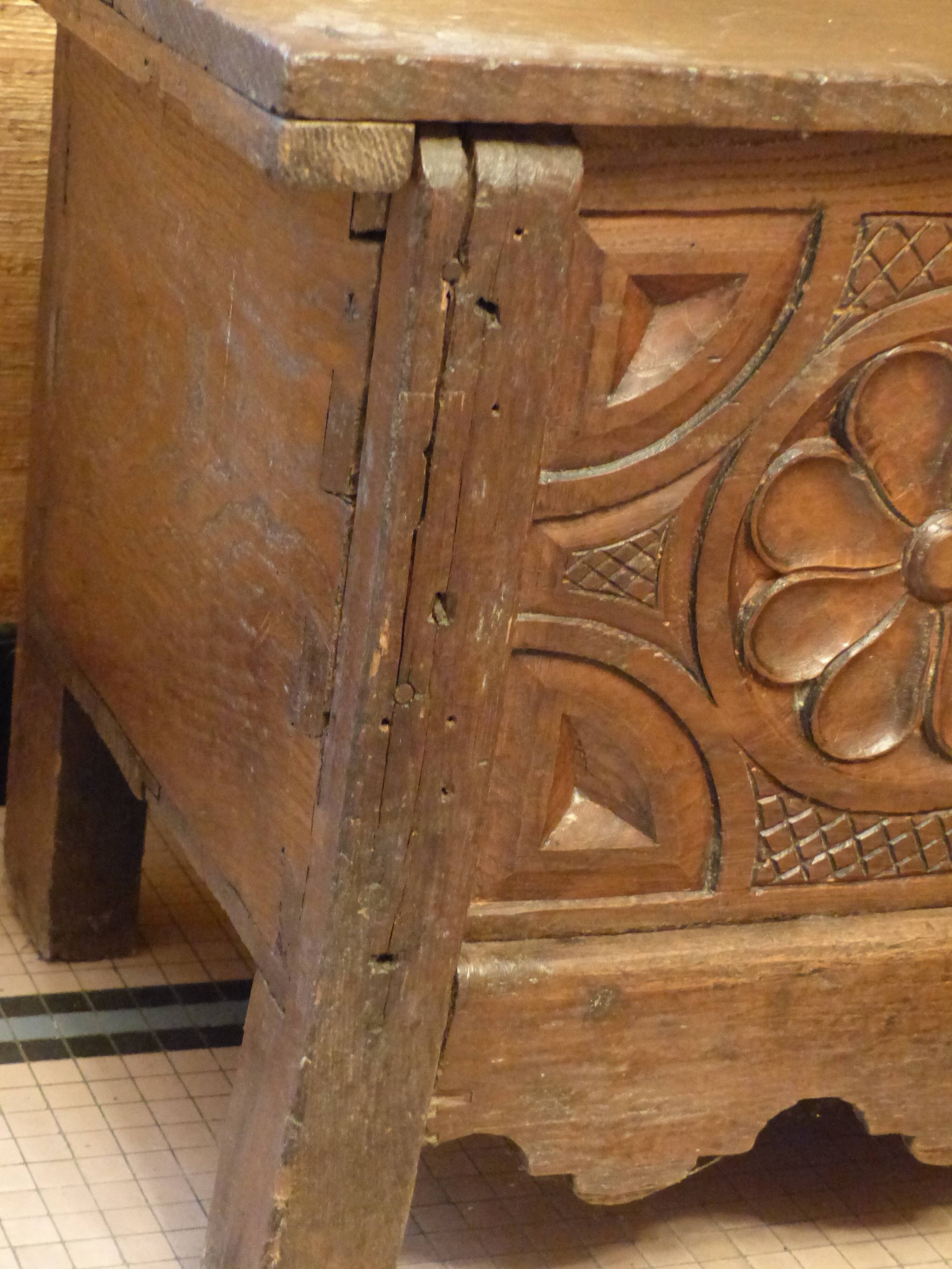 Old sulpture wooden chest