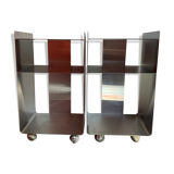 Pair of brushed aluminum bedsides
