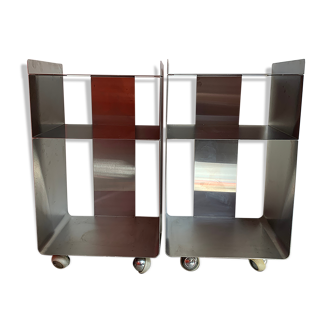 Paire de chevets en aluminium brossé