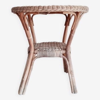 Woven rattan table - old pedestal table