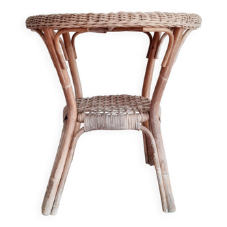 Woven rattan table - old pedestal table