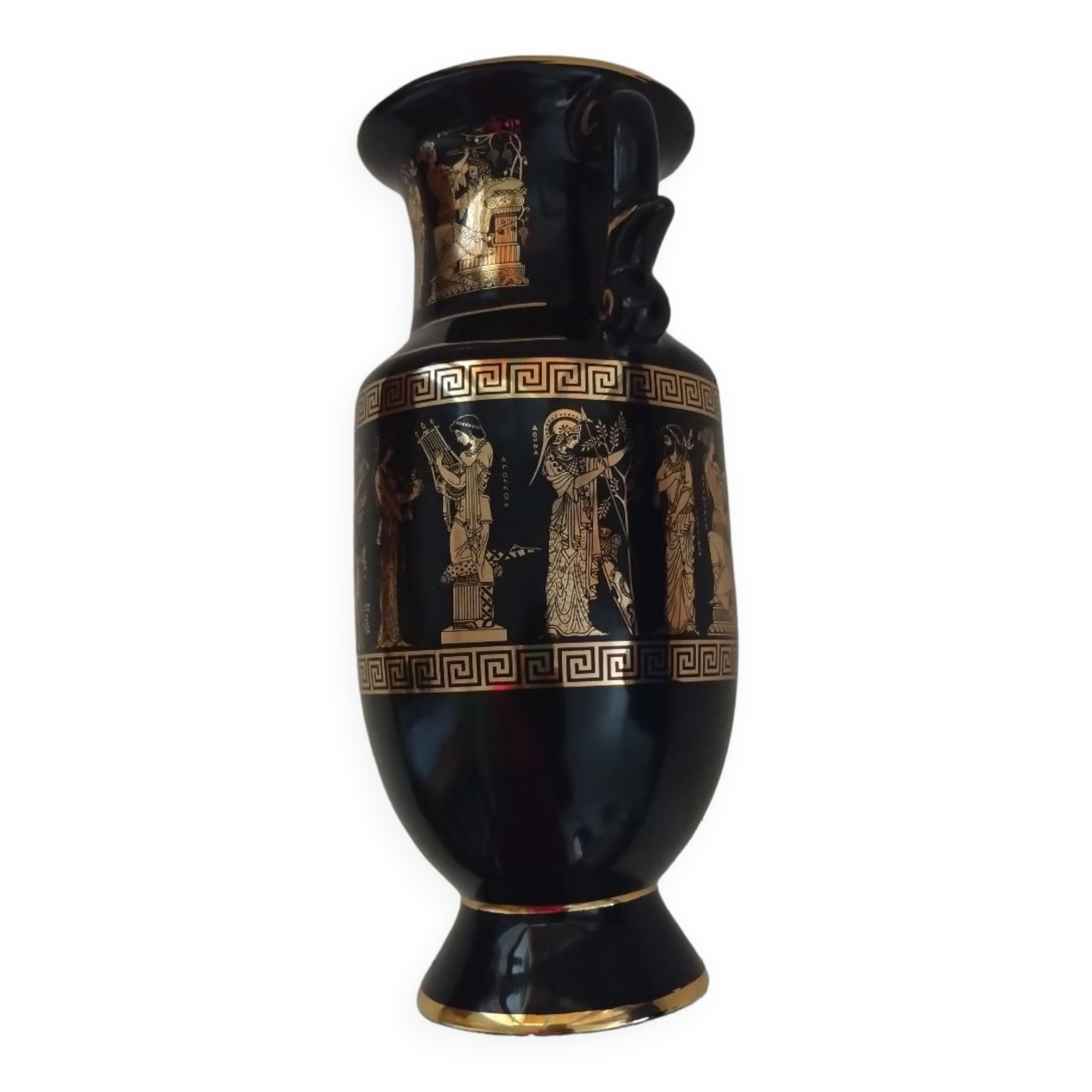 Petit vase noir et or