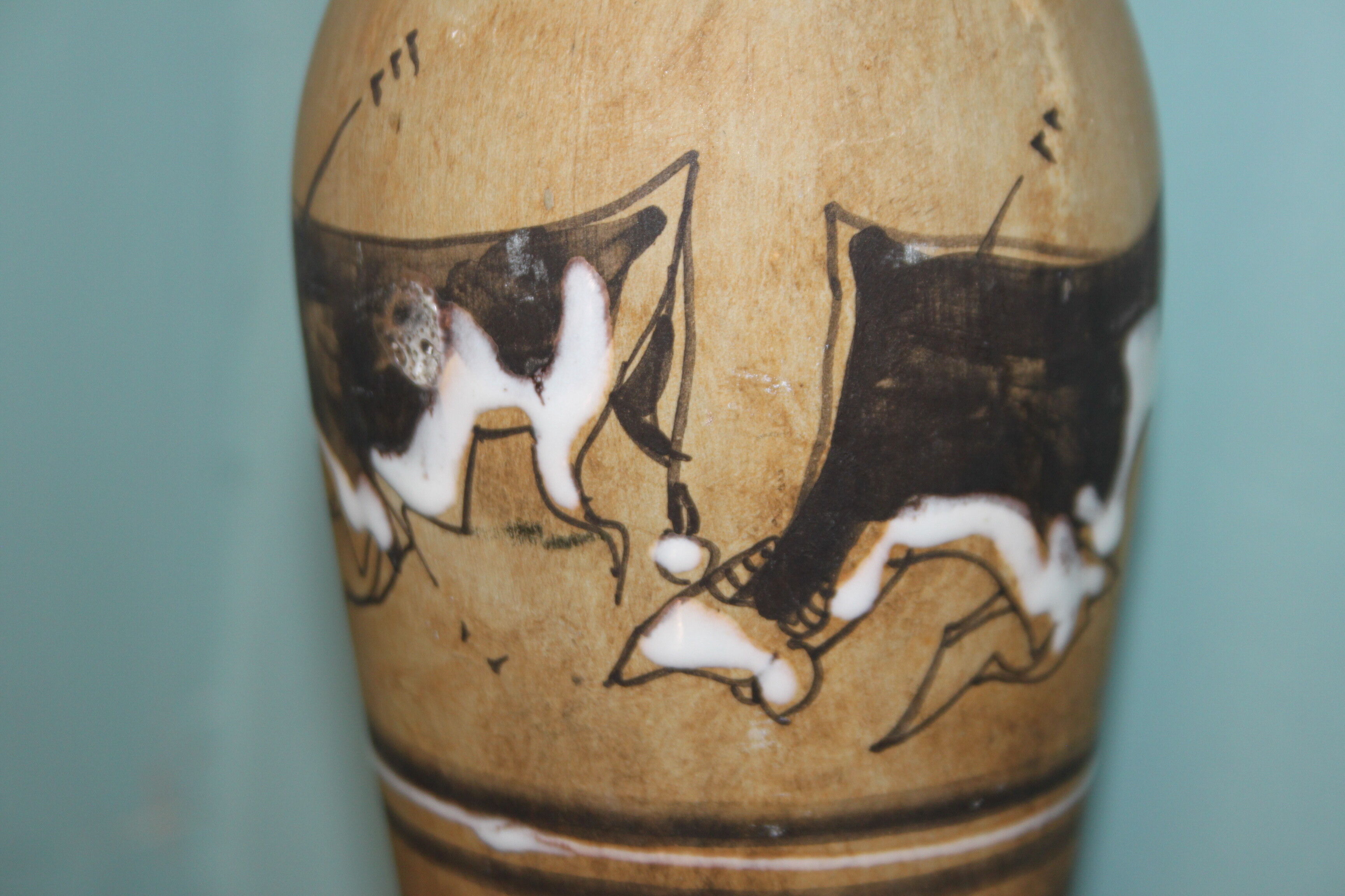 Vintage ceramics from Vallauris. Aiguière of the years 70. Signed Santi.